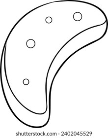 Moon Shape Sugar Cookies Black and White Vector Line Art Illustration