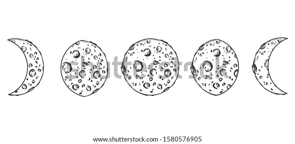 Moon shape with texture and craters.\
Phases of moon. Vector\
illustration.\
\
