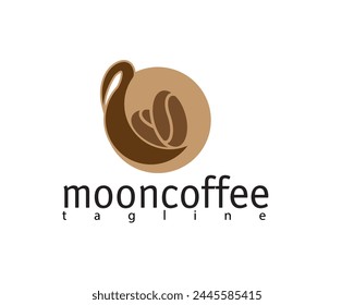 moon shaped coffee cup logo design template