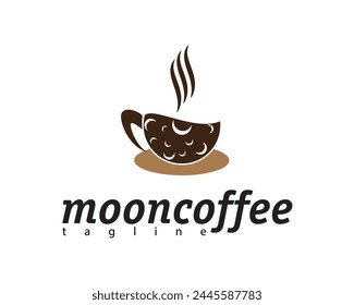moon shaped coffee cup logo design template