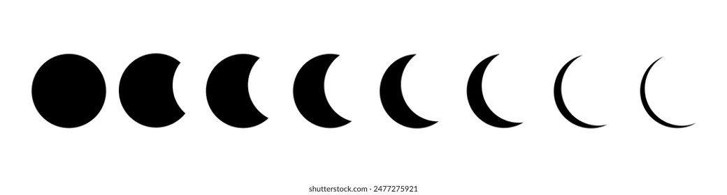 Moon shapes - different vector phases of the moon. 