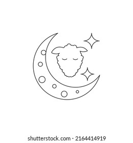 Moon and Sheep head concept line icon. Simple element illustration. Moon and Sheep head concept outline symbol design from Eid Al Adha set. Can be used for web and mobile on white background