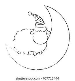 moon with sheep sleeping