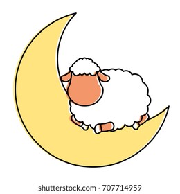 moon with sheep sleeping