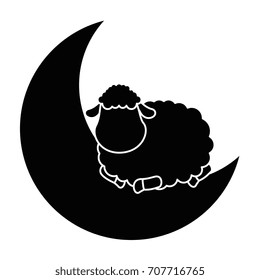 moon with sheep sleeping