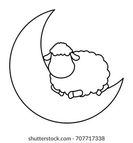 moon with sheep sleeping