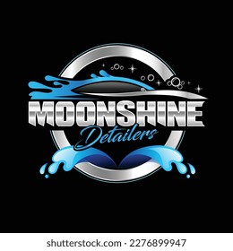 Moon Shine auto detailing and car wash logo design template