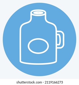 Moon Shine Icon in trendy blue eyes style isolated on soft blue background
