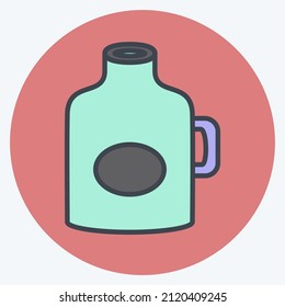 Moon Shine Icon in trendy color mate style isolated on soft blue background