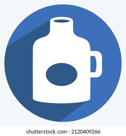 Moon Shine Icon in trendy long shadow style isolated on soft blue background