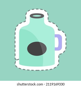 Moon Shine Sticker in trendy line cut isolated on blue background