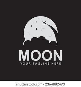 la luna brilla en el diseño de la ilustración del icono del vector nocturno 