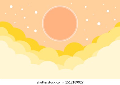 The moon shines on the clouds