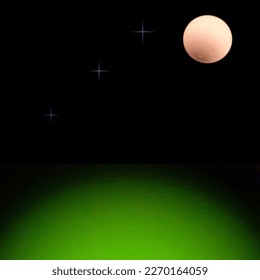 
Moon and shining stars and green earth for background and illustration.