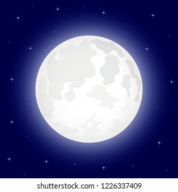 Moon with shining stars, vector illustration sky