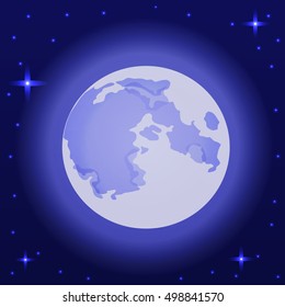 Moon with shining stars. vector illustration