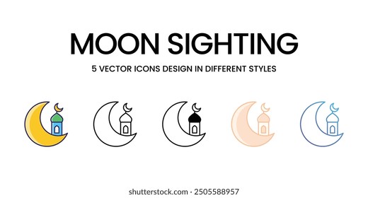 Moon Sighting icons vector set stock illustration