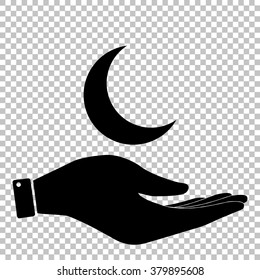Moon sign. Flat style icon vector illustration.