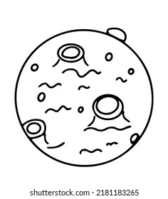 Moon sign or icon in flat design. The theme of space and infinity. Doodle style. Vector, illustration.