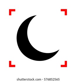 Moon sign illustration. Black icon in focus corners on white background. Isolated.