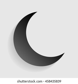 Moon sign illustration. Black paper with shadow on gray background.