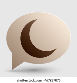 Moon sign illustration. Brown gradient icon on bubble with shadow.