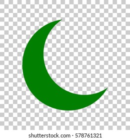 Moon sign illustration. Dark green icon on transparent background.
