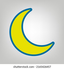 Moon sign illustration. Icon in colors of Ukraine flag (yellow, blue) at gray Background. Illustration.