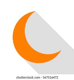 Moon sign illustration. Orange icon with flat style shadow path.