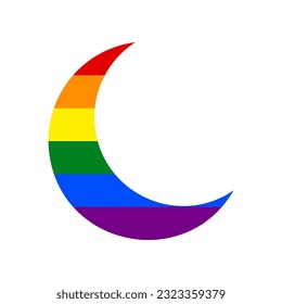 Moon sign illustration. Rainbow gay LGBT rights colored Icon at white Background. Illustration.