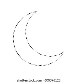 Moon sign illustration. Vector. Black dotted icon on white background. Isolated.