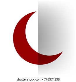 Moon sign illustration. Vector. Bordo icon on white bending paper background.