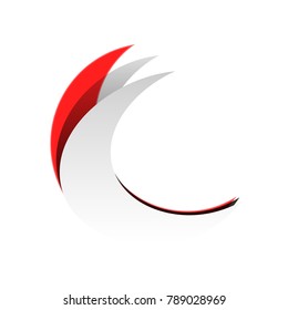 Moon sign illustration. Vector. Detachable paper icon with red body stock. Isolated.