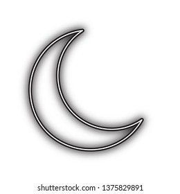 Moon sign illustration. Vector. Double contour black icon with soft shadow at white background. Isolated.