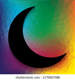 Moon sign illustration. Vector. Flat style black icon on white.