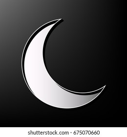Moon sign illustration. Vector. Gray 3d printed icon on black background.