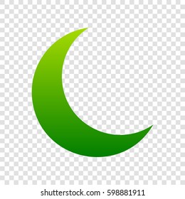 Moon sign illustration. Vector. Green gradient icon on transparent background.