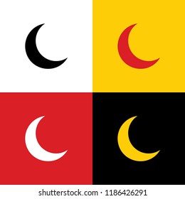 Moon sign illustration. Vector. Icons of german flag on corresponding colors as background.