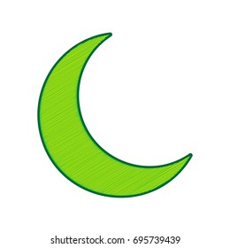 Moon sign illustration. Vector. Lemon scribble icon on white background. Isolated