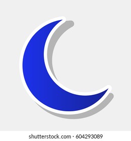 Moon sign illustration. Vector. New year bluish icon with outside stroke and gray shadow on light gray background.