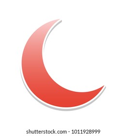 Moon sign illustration. Vector. Reddish icon with white and gray shadow on white background. Isolated.