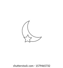 Moon sign. Night or bed time. Sleep icon Flat icon vector illustration