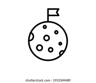 Moon, silhouette, vector illustration, isolated on white background . Moon and flag icon.