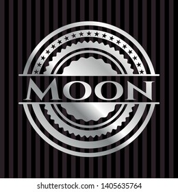 Moon silver badge or emblem. Vector Illustration. Mosaic.