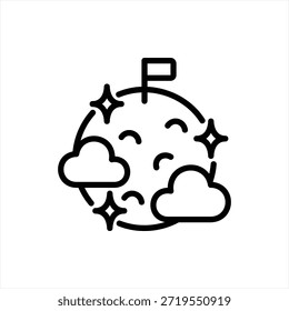 Ilustración de contorno rellena de negro simple de luna