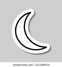 Moon simple icon vector. Flat desing. Sticker with shadow on gray background.ai