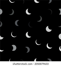 Moon simple seamless vector pattern on a black background