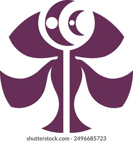 Ilustración vectorial de icono de logotipo de cantante de luna