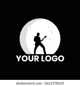 Lua cantora vetor logotipo design preto e branco