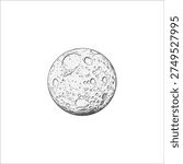 Moon sketch outline drawing artwork illustration	
